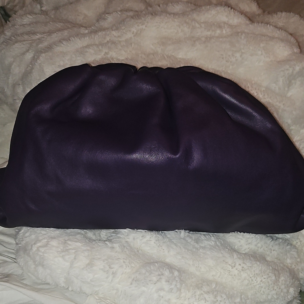 Bottega Veneta Oversized Smooth Butter  Calf Raisin ( Purple ) Pouch Bag Excelle